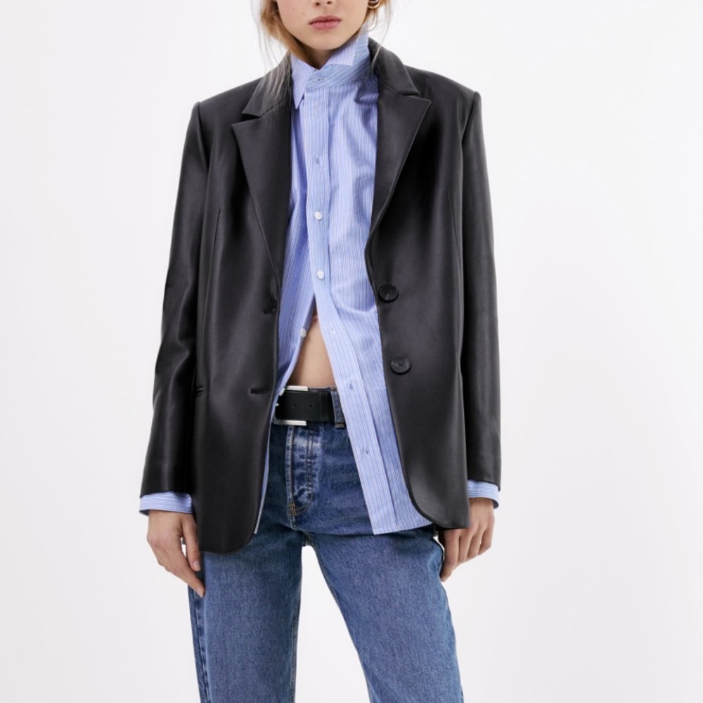 Zara Oversized Leather Blazer